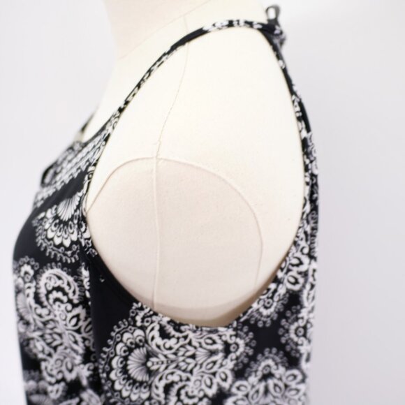 INC International Concepts 1X  Black White Open Shoulder Spaghetti Strap Top Lon - Picture 4 of 8